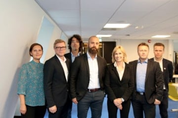 Forhandlingsutvalget i PBL som består av Lena Johnsen (t.v.), Christian Didriksen, Geoffrey Armstrong, Anders Grønmo, Anne Lindboe, keder Espen Rokkan og Marius Iversen, har nå tatt pause i forhandlingene med fagforeningene. 